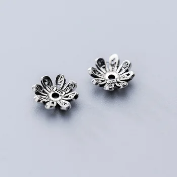 10mm Antique 925 Sterling Silver Hollow Engraving Flower Loose Spacer Bead Caps For Diy Jewelry Making Findings