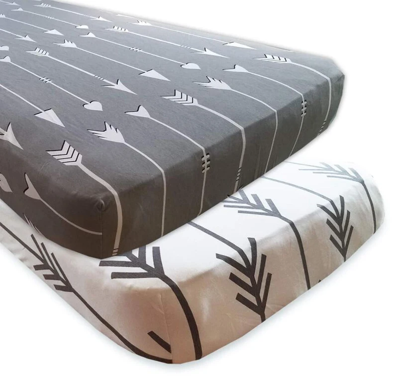 130x70cm Custom Printing Soft Breathable Muslin Cotton Baby Bed Cot Sheet Baby Fitted Crib Sheet