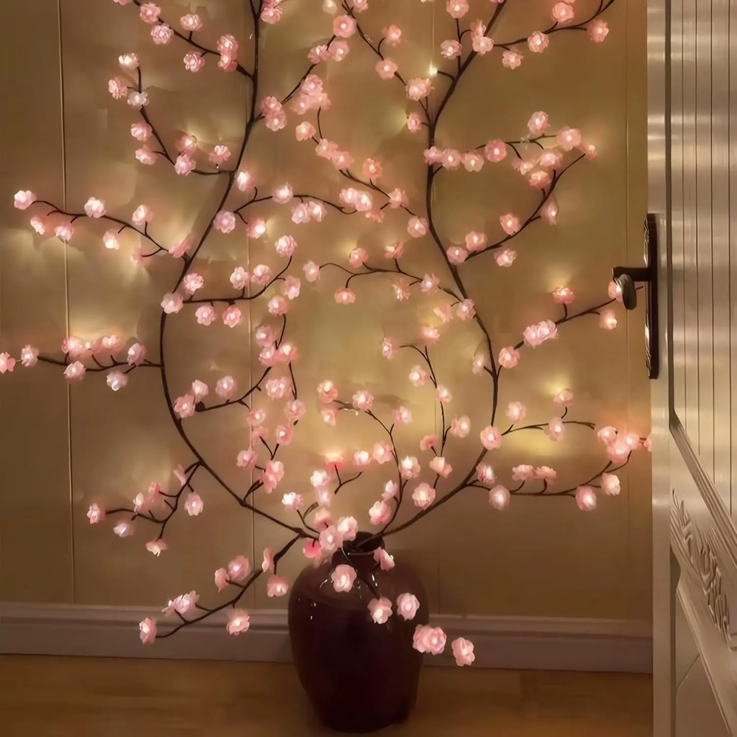 Tsinye Cherry LED Tree Branch Lights for Wall Cherry Blossom Willow Vine Twig Decor Garland Christmas Decorations for Home Wall