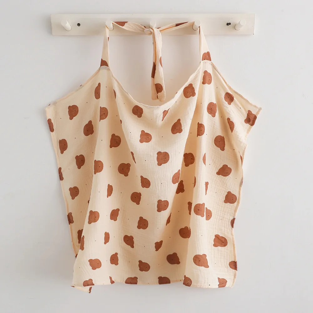 Customized design multiple use adjustable two-layer gauze muslin breastfeeding cover up newborn baby nursing scarf apron