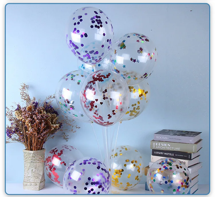 12inch 2.8g Latex Transparent Ballon Metallic Golden Confetti Balloon