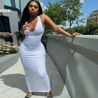 Dress High Quality Fashion In Europe And The United States U-neck Sleeveless Slim Solid Color Long Dress