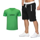 Set Short Wholesale Summer Men Set 2PC Sports Wear Tracksuit Short Sleeve T Shirt+Shorts Men Suits 2 Pieces