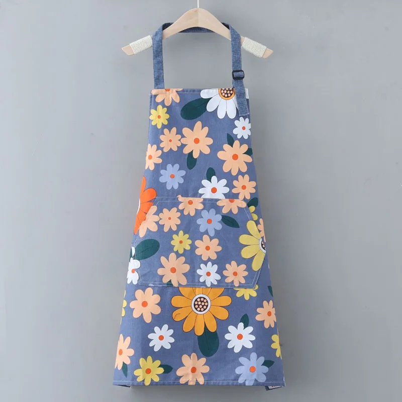 Children's Cotton Sleeveless Drawing Apron Waterproof Long-Sleeved Cover for Kindergarten Art Painting Kids Bib with Flowers supplier