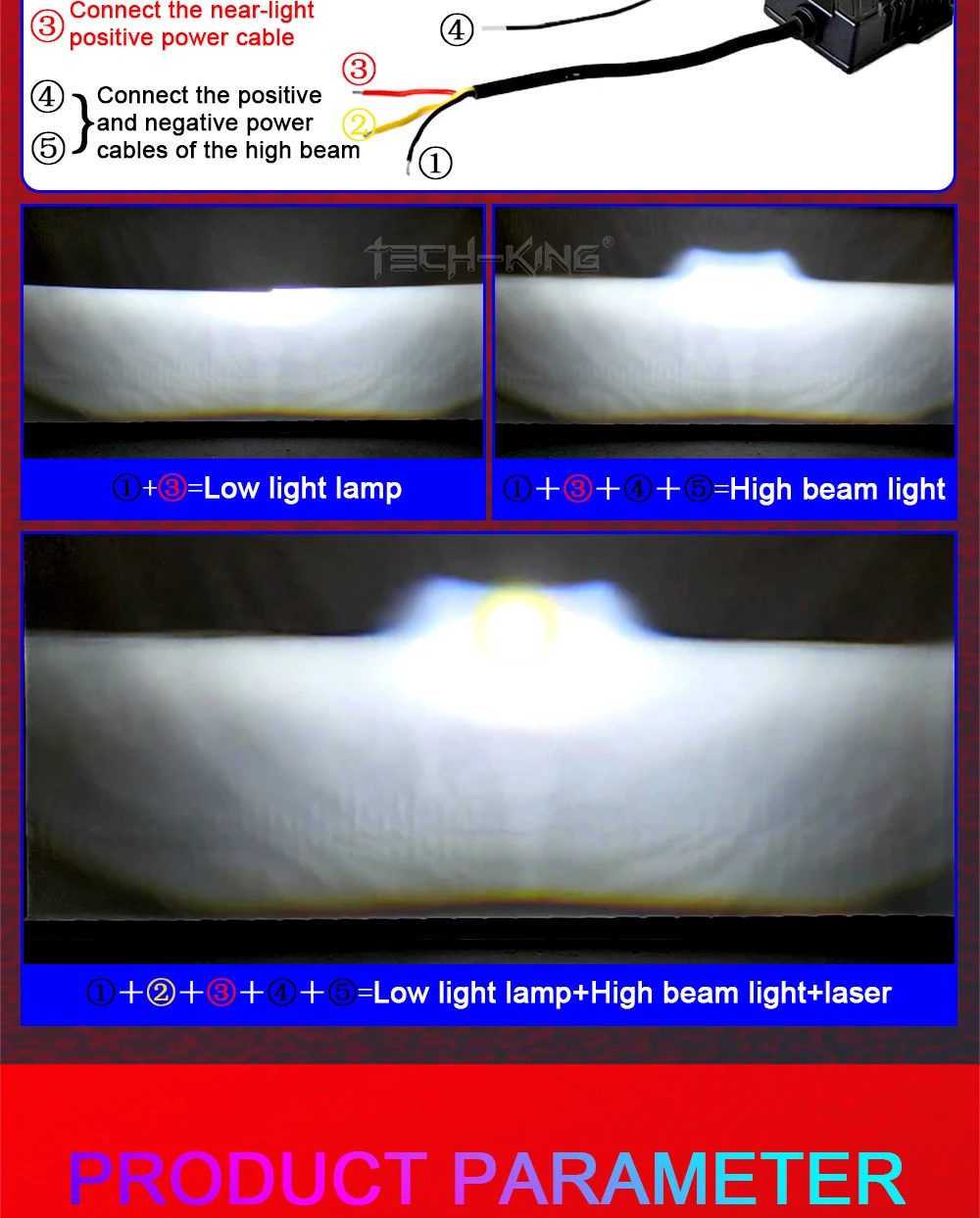 TECH-KING M5 intelligent LED dual optical lens high power LED lens universal LED headlamp lens high power bi-led projector