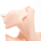 Gold Star Stud 18k Real Gold Plated Zircon Copper Posts Star Stud Earring For Women