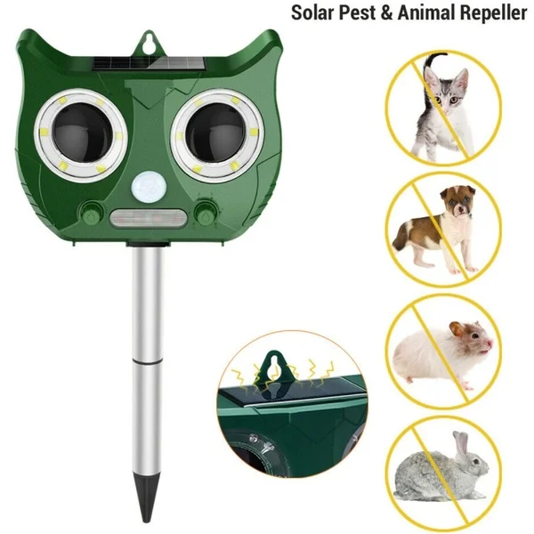 solar ultrasonic animal repeller outdoor waterproof pest