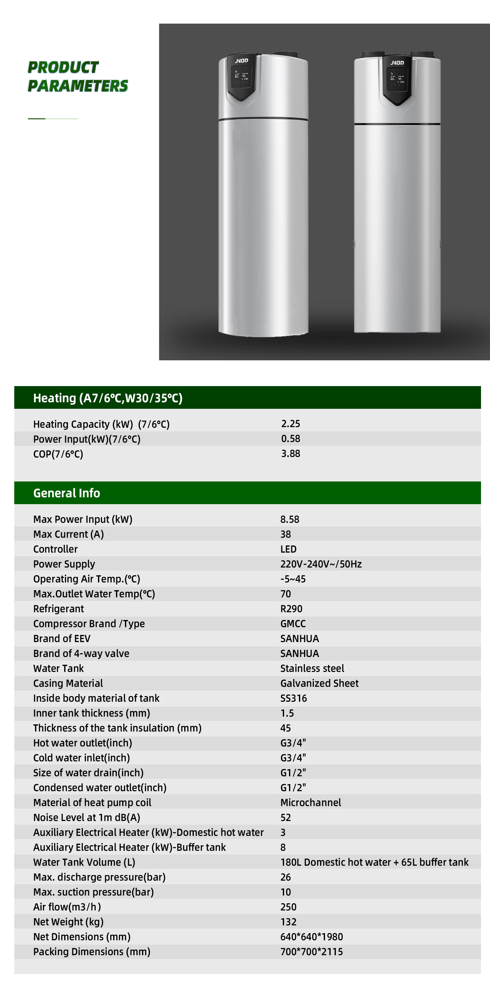 Heat Pump, R290, DHW - detail 10