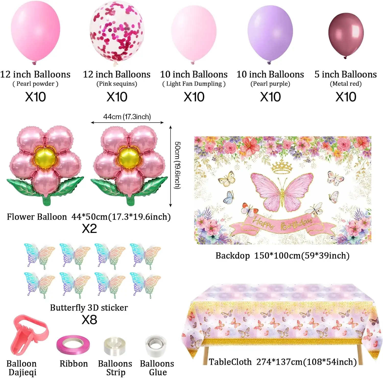 Butterfly Theme Party Decorations Butterfly Birthday Decorations with Pink Purple Balloon Arch Kit