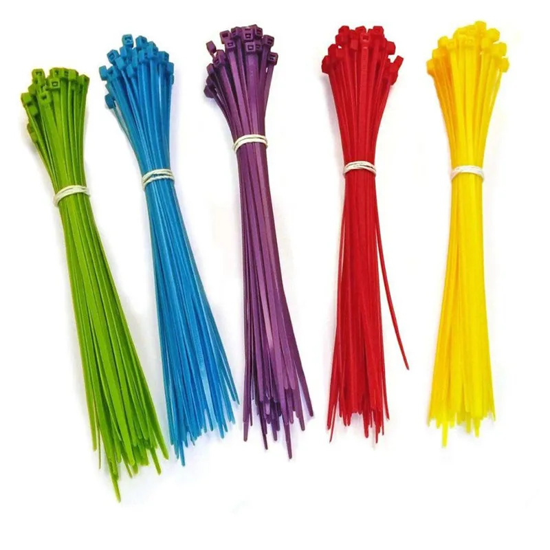 120 Assorted Colours 2 Sizes Cable Tie Set Green Red Yellow Black 100 & 200mm 