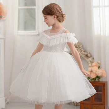 Catpapa Summer Girl Princess Dress Cute Sleeveless Lace Party Dress for Baby's Birthday & Wedding Chiffon Fabric Dress