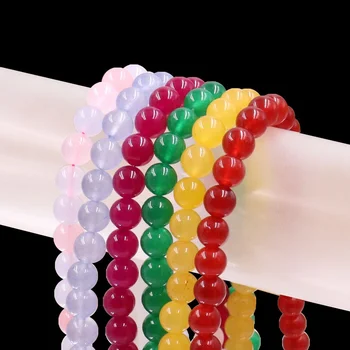 Transparent Multi color Rainbow Color 4-10mm Smooth Surface Natural Jade Stone Bead Suitable For DIY Jewelry Making