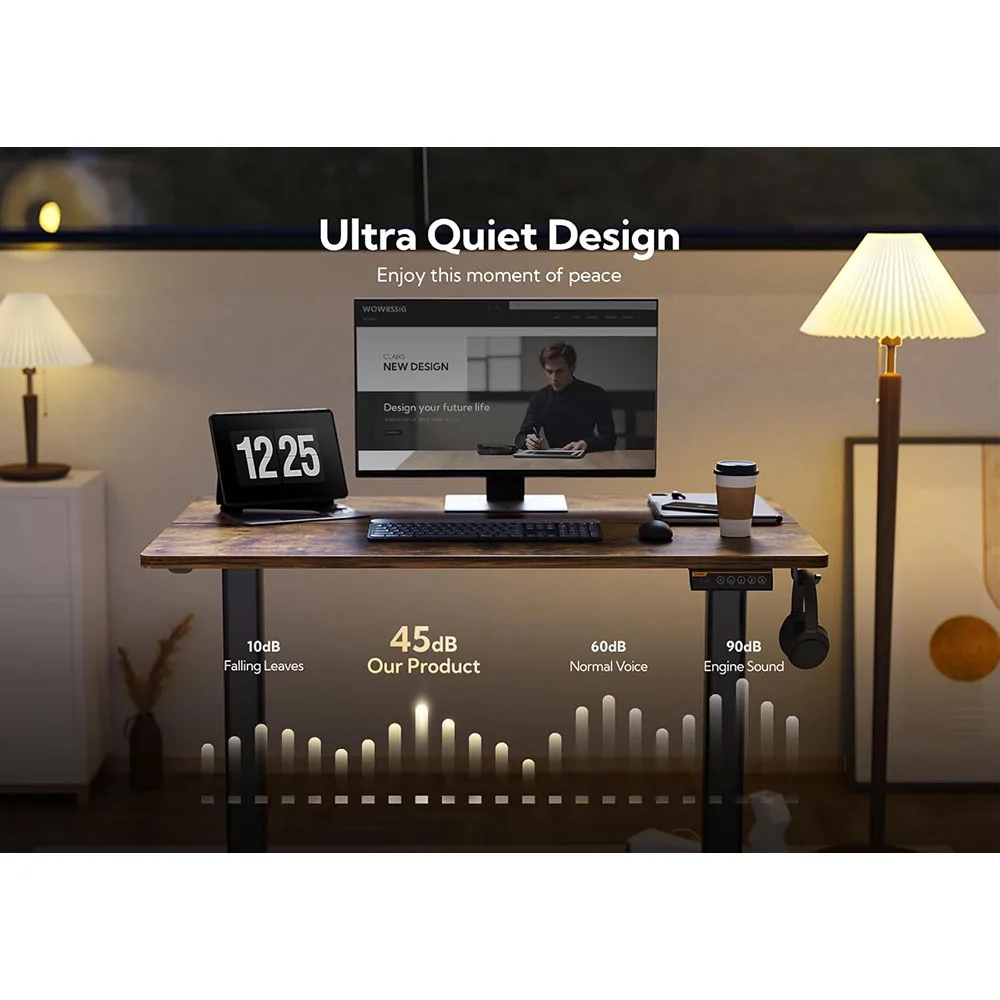 Electric 24x48 Inches Adjustable Height Stand Desk Home Office Black Frame Rustic Brown Top Electric Standing Desk factory
