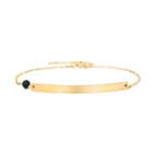 Beads JUJIE Personalized Letter Engraved Initial 316L Stainless Steel Beads Bracelet For Women