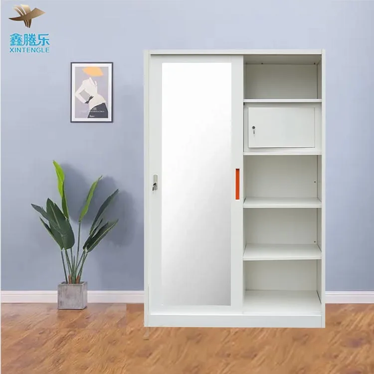 home clothes storage steel closet swing door metal wardrobes with customized printing image 2 door wardrobe Lemari Pakaian