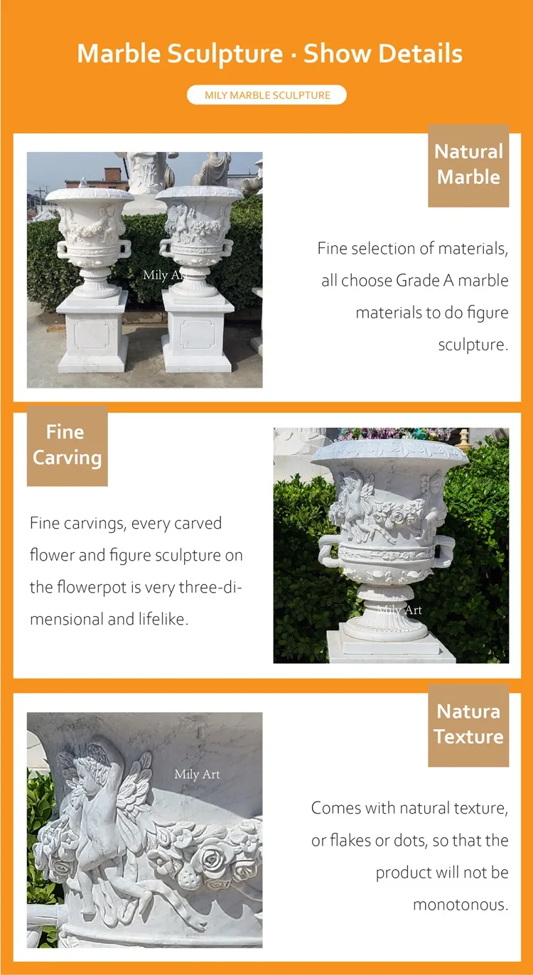  Large Marble Flower Pots Planters