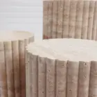 Travertine Stone New Arrivals Product Stone Home Furniture Beige Round Shape Natural Yellow Travertine Plinth