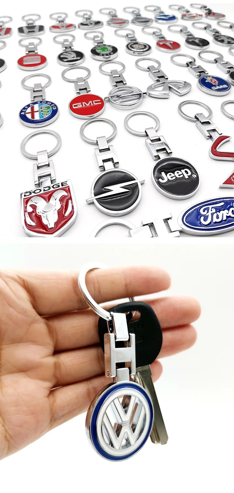 Wowei Customized Zinc Alloy Metal Car Logo D Keychain Holder