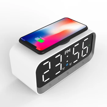 Desktop wireless charger fast charging three-in-one multi-function alarm clock speaker Time Clock simple design for home