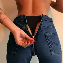 Sexy Back Zipper Pants Women High Waist Hot Bodycon Women Denim Jeans Pants