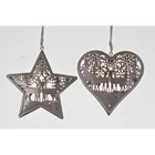 Decoration Star Metal Metal Tree Pendant Decoration Decoration Factory Silver Heart Star Tree Hanging Ornaments Christmas Metal Pendant