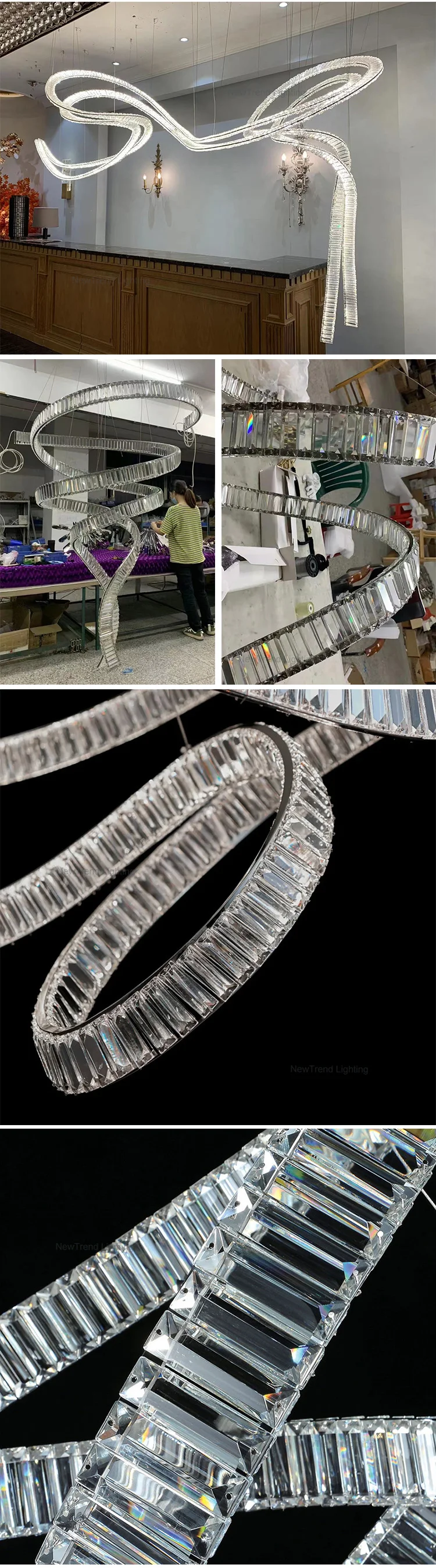 CPL-135 New Design Indoor Decoration Hotel Villa Mall Staircase Large Luxury Custom Oversized LED Crystal Chandelier supplier