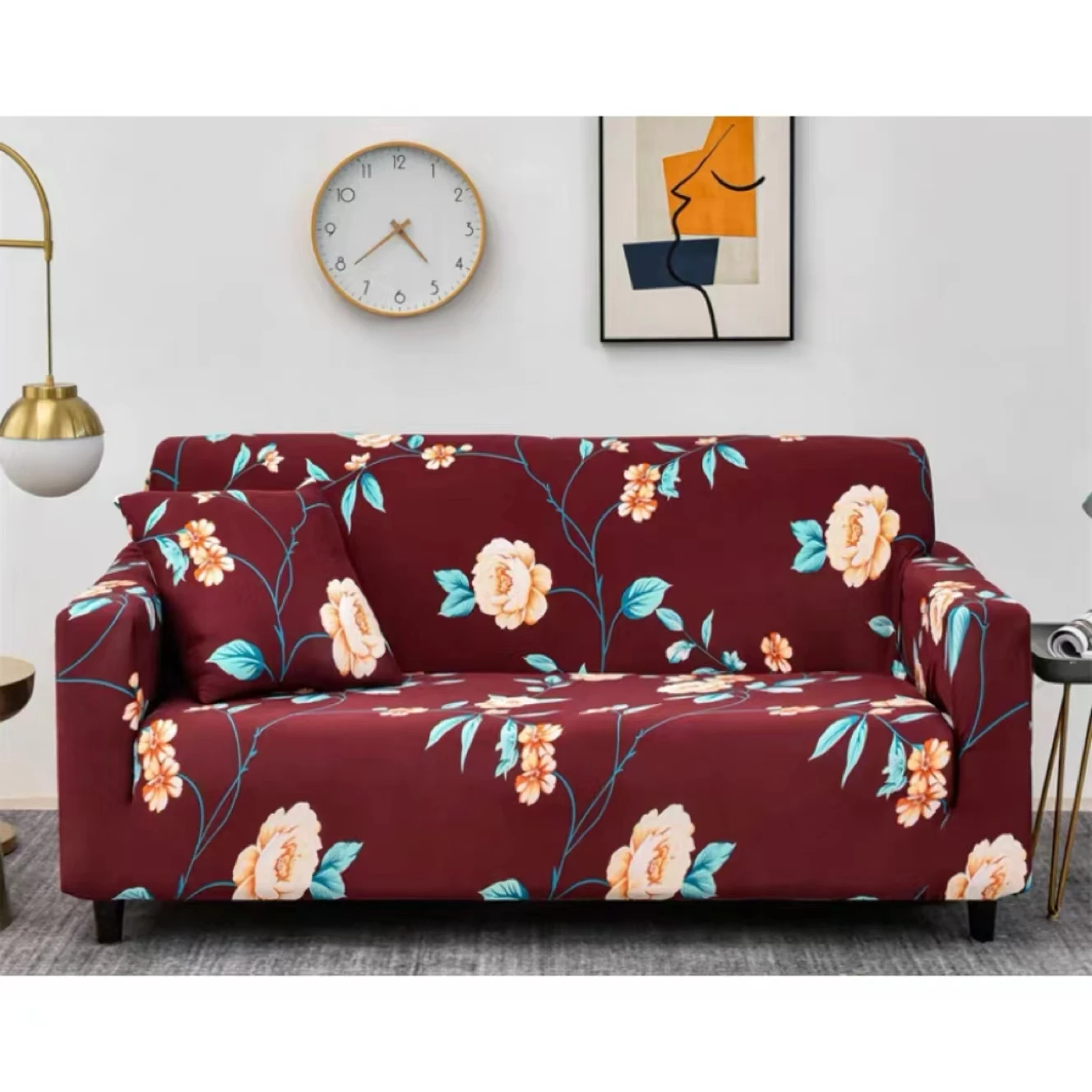 Hot Selling Flower Printing Sofa Covers Set Durable Elastic Stretch Sofa Slipcovers Removable Cover