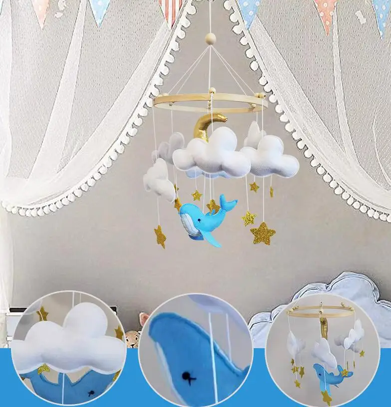 wholesale handmade nordic hanging wall decor elephant whale ocean music nursery baby mobile