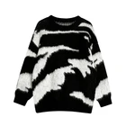 Knit Sweater 2021 Winter Warm Women's Zebra Jacquard Print Mohair Knit Sweater Tops