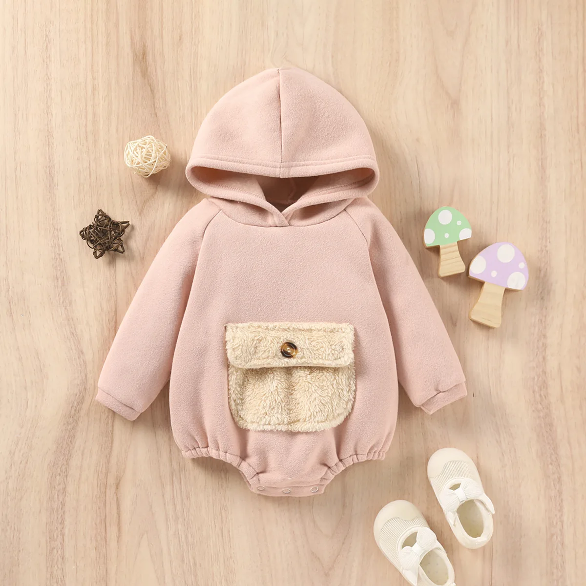 INS style newborn baby rompers solid cotton infant girls clothing pullover sweatshirt kids autumn clothes with pocket