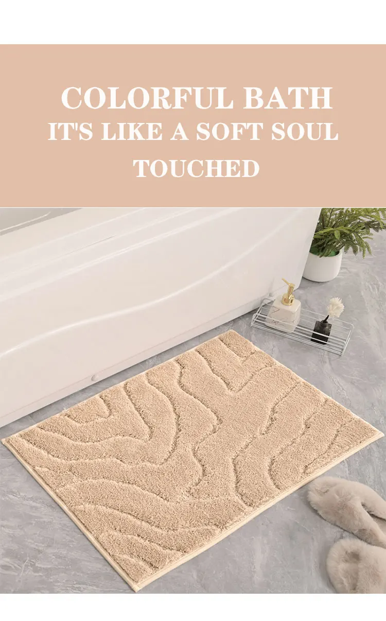 Bathroom Carpets Shaggy Soft Nonslip Floor Carpets Non-Slip Bath Floor Mat Microfiber Flocked Bath Mat details