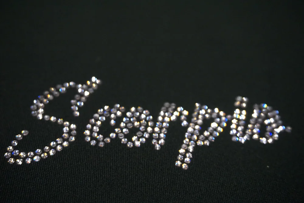 Paris tower custom free sample wholesale rhinestone tshirts heat transfer motif