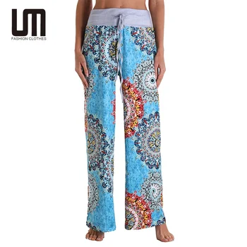 Liu Ming Hot Selling Women Fashion Vintage Printed High Waist Plus Size Loose Casual Pants Ladies Streetwear Sweatpants