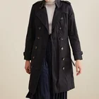 Autumn Women New Autumn Black Breathable Women Windbreaker Ladies Cotton Trench Coat