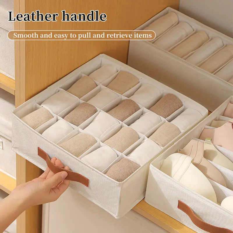 2025 New wardrobe underwear organizer cotton foldable panties sock bra storage box drawer underwear organizer storage box