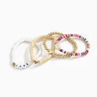 Heart Colorful Boho Soft Sliced Clay Baroque Pearl Love Letter Bracelet Set Heart Beaded Bracelet Women