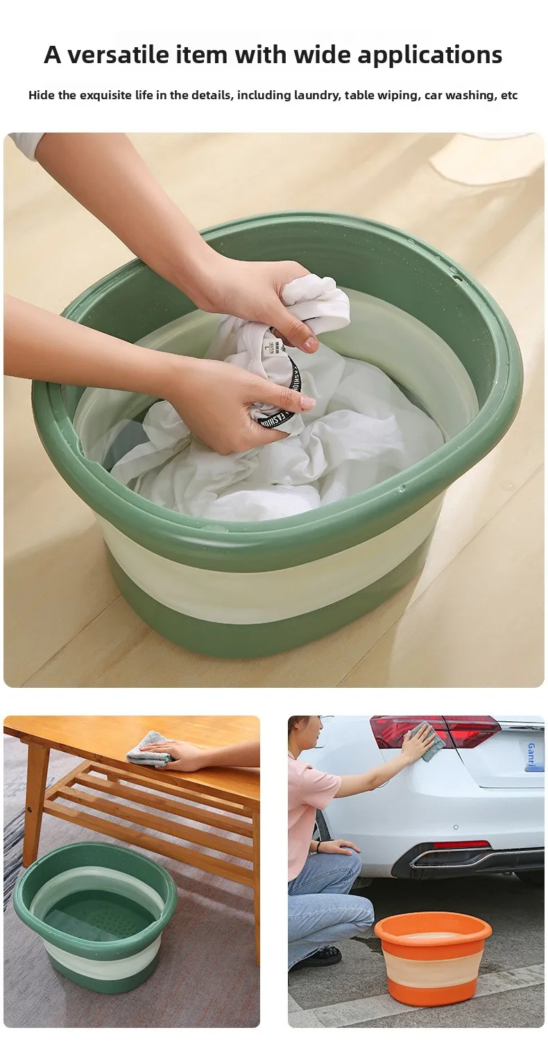 product portable pp plastic folding washing feet massage bucket foot spa basin for home bathroom laundry tub with phone holder cover-8