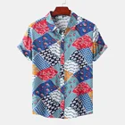 Shirt High Quality Rayon Cotton Short Sleeve Hawaiian Shirt Printed Short Sleeves Summer Men's Hawaiian Shirt