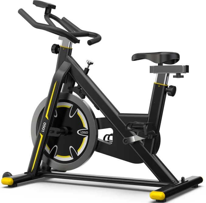 black and yellow stationary bike