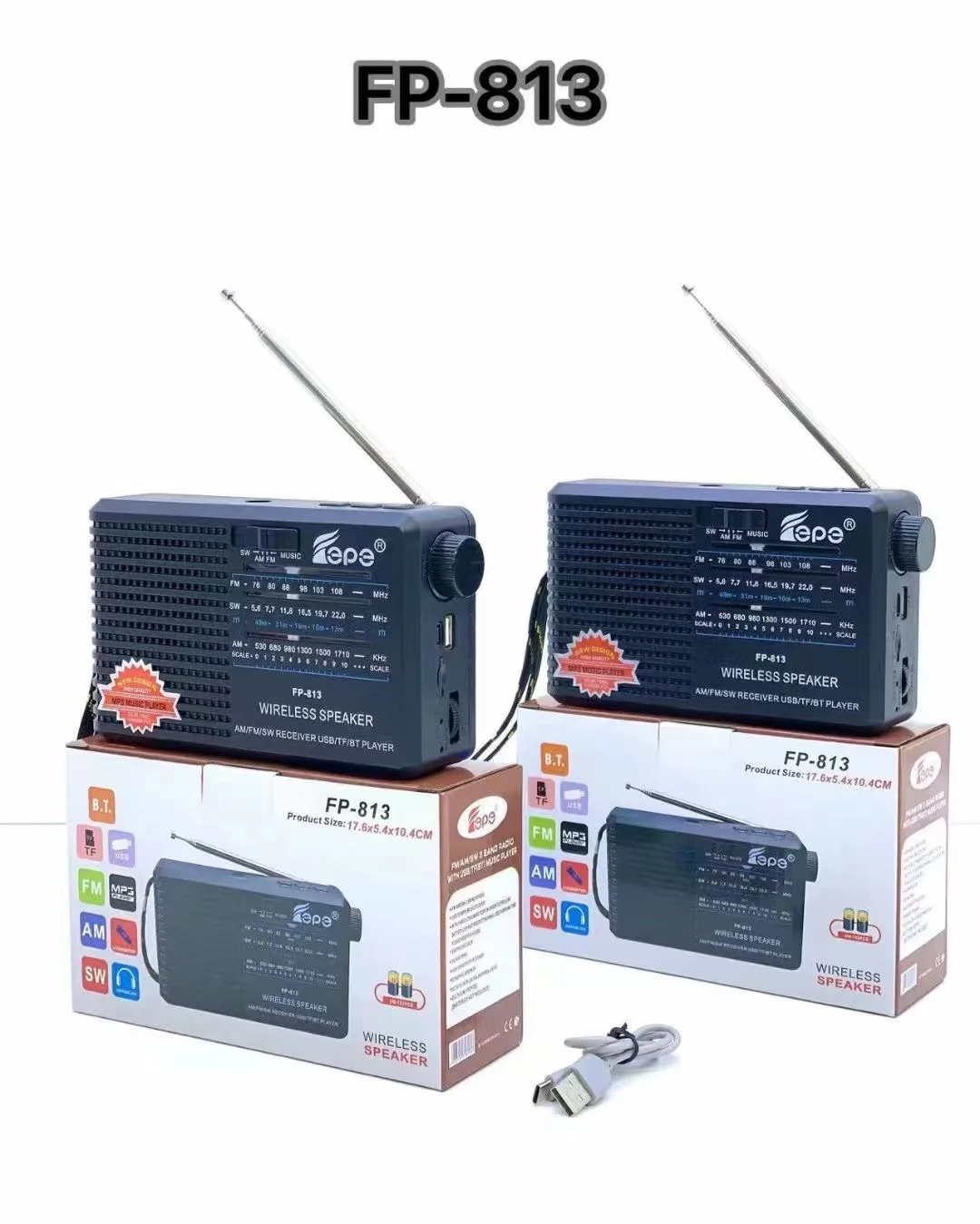Factory Price FP-813 BT Speaker Wireless Portable Radio Subwoofer Card Mini Outdoor Sound Box RADIO RADYO