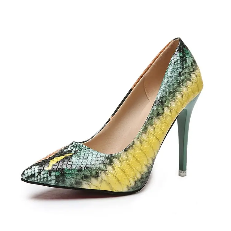 snakeskin pointed heels