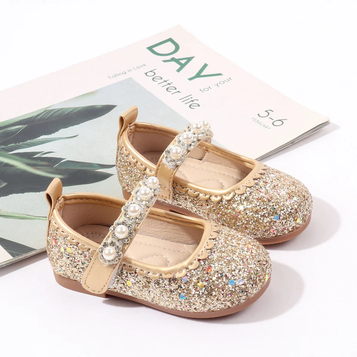 Spring Autumn Bling Glitter Material Princess Toddler Baby Girl Shoes details