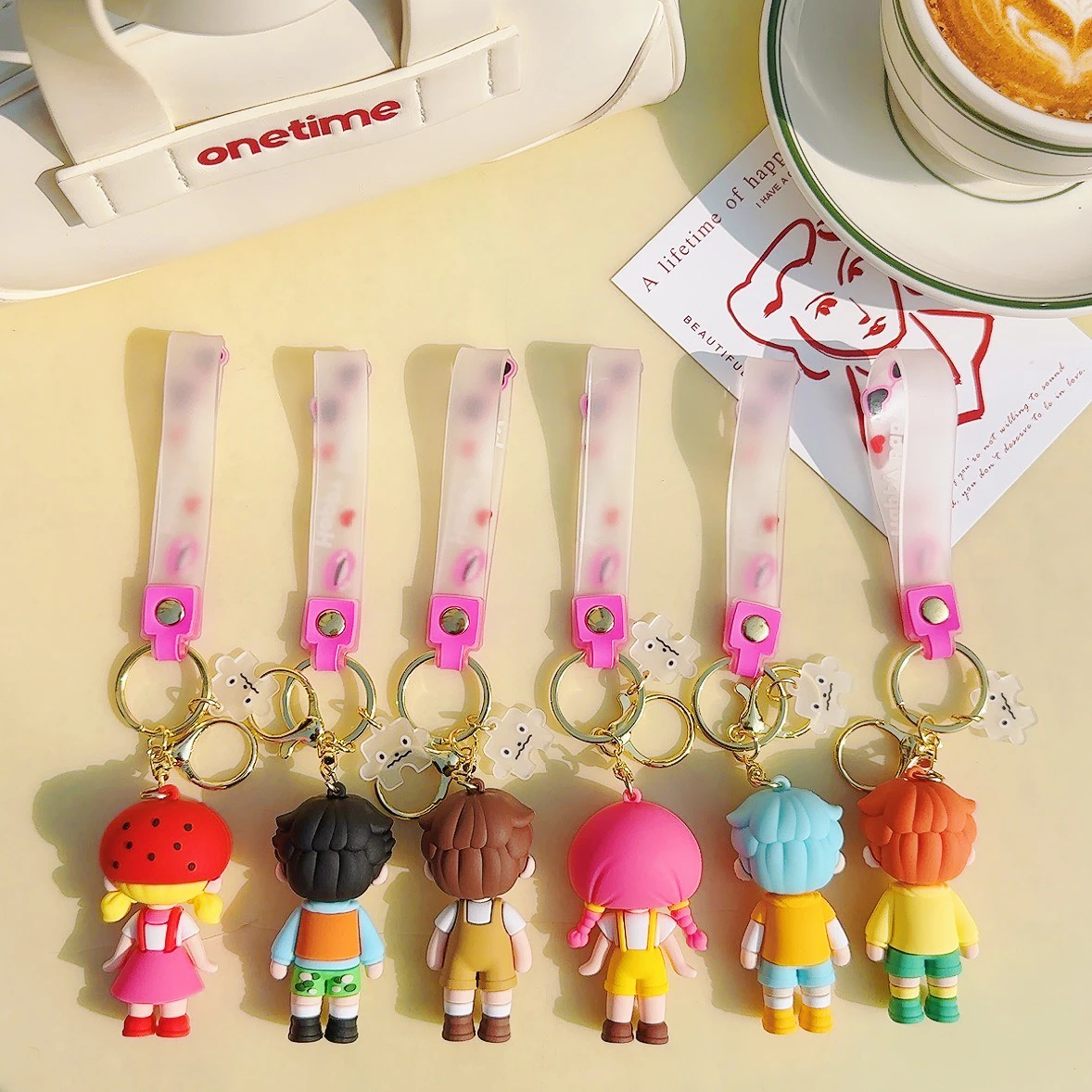 Manufacturer Llaveros Custom 3D doll Cute boy Kawaii girl Cartoon Anime key chain Plastic key chains