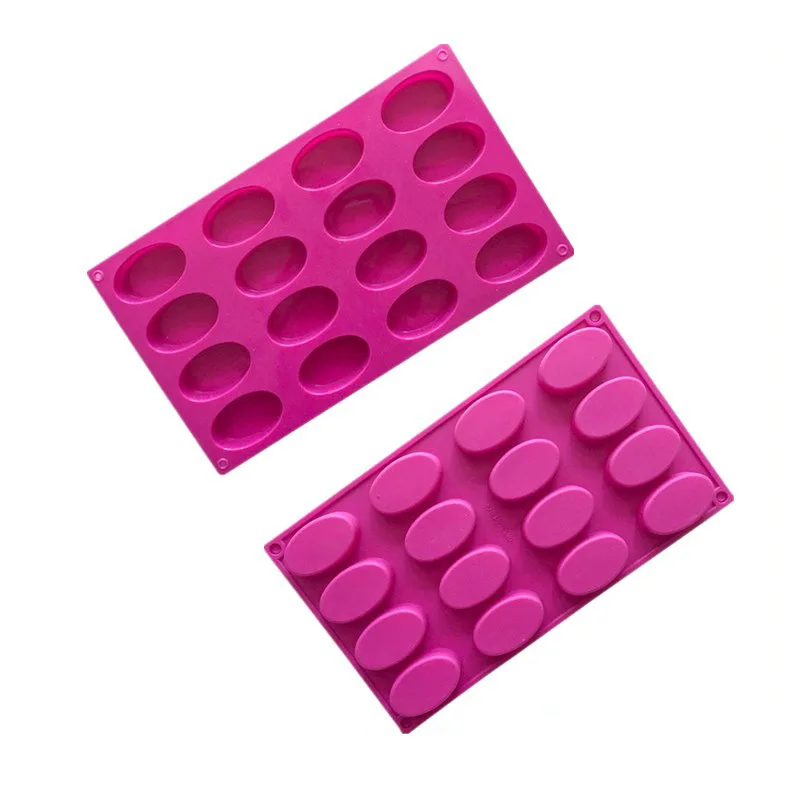 16 Holes Oval Soap Candle Mold Silicone Resin Epoxy Cement Making Molds for Homemade Soap Craft Silicone Cake Mold