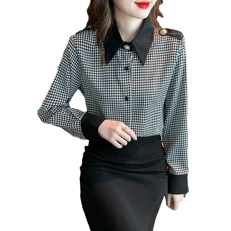 2024 New Socialite Temperament Chiffon Shirts Long Sleeve Women's Blouses Ruffles Shirts Ladies Sweet Tops Clothes