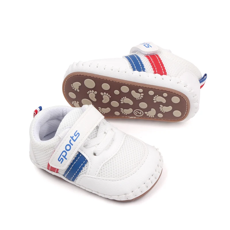 Spring and Autumn New Baby Striped Soft Sole Toddler Shoes Breathable Mesh Surface Infants Shoes factory