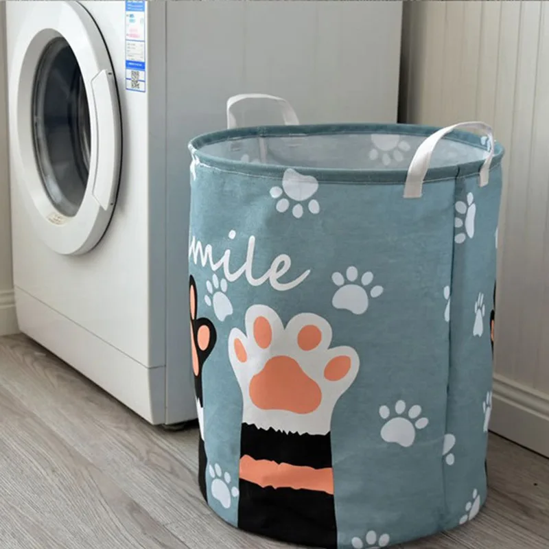 H694 Household Sundries Storing Barrel Nordic Children Toy Storage Bag Multi Colour Cartoon Printing Foldable Laundry Basket