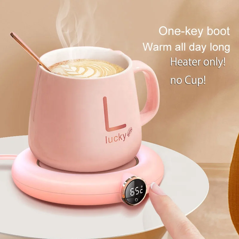 Pink Calentador de tazas USB Calentador de café inteligente Taza de café de temperatura constante para uso en escritorio de oficina 