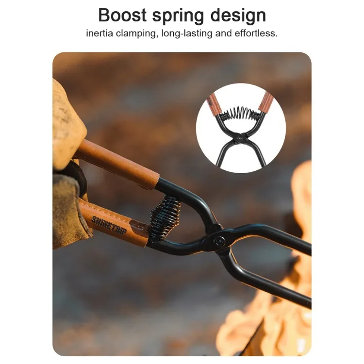 Carbon Steel Charcoal Tongs Outdoor Camping Bonfire BBQ Firewood Clip Tool Stoves Fire Charcoal Tongs
