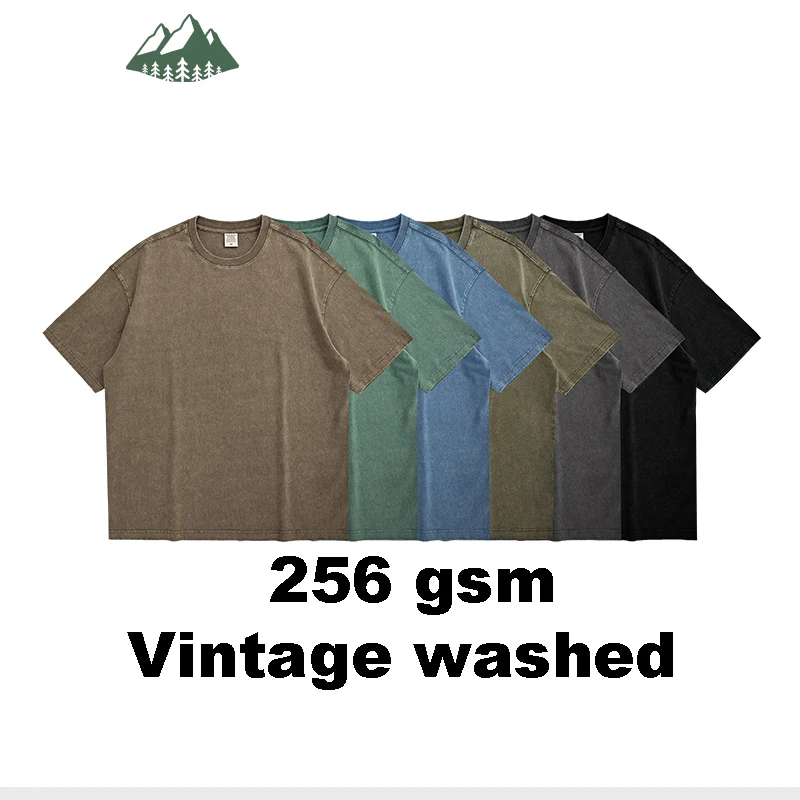 Blank Plus Size Heavy 265 Gsm T-Shirts 100% Cotton Custom Made Oversized Vintage Washed Tshirt